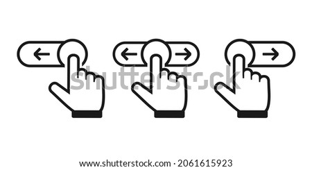 Right, left phone swipe gestures. Slider hand, Finger push button. Illustration vector