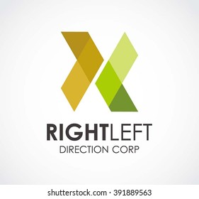 Right left of polygon ribbon abstract vector and logo design or template arrow business icon of company identity symbol concept