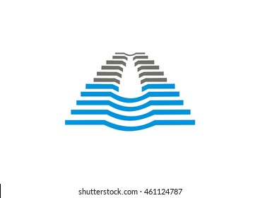 Right left of polygon ribbon abstract vector and logo design or template arrow business icon of company identity symbol concept