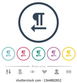 Right to left text direction flat color icons in round outlines. 6 bonus icons included.