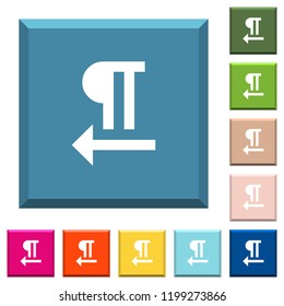 Right to left text direction white icons on edged square buttons in various trendy colors
