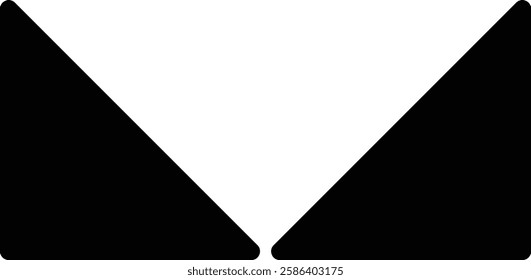 right and left triangle icon set. isolated on white background. design in trendy style. Black Silhouette Icons. Vector illustration