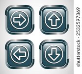Right, Left, Up, Down Arrow Icon Design Illustration, Arrow Sign For Apps And Websites, Gray Color Square Button Design