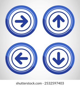 Right, Left, Up, Down Arrow Icon Design Illustration, Arrow Sign For Apps And Websites, Blue Color Button Design