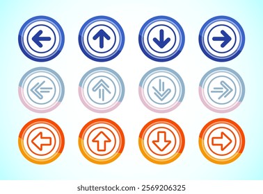 Right, left, up, down arrow icon design illustration, arrow sign for apps and websites, button design set
