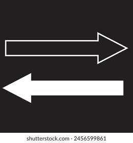 right left white arrow on a black background