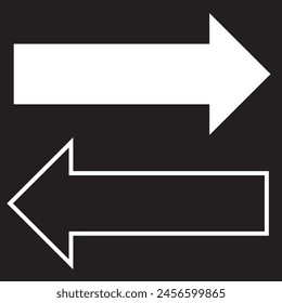 right left white arrow on a black background