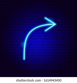 Right Line Arrow Neon Sign. Vector Illustration of Direction Promotion.
