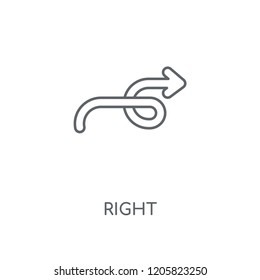 Right linear icon. Right concept stroke symbol design. Thin graphic elements vector illustration, outline pattern on a white background, eps 10.