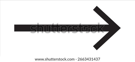 Right long black arrows on white background . EPS 10. Single line dark arrows . Arrowhead black icon . pointing arrows on white background. 