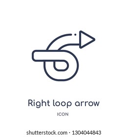 right loop arrow icon from user interface outline collection. Thin line right loop arrow icon isolated on white background.