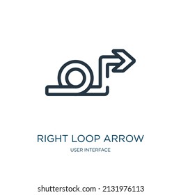 icono de línea delgada de flecha de bucle derecho. deshacer, cargar iconos lineales del concepto de interfaz de usuario en el símbolo de esquema aislado. Elemento de símbolo de ilustración vectorial para diseño web y aplicaciones.
