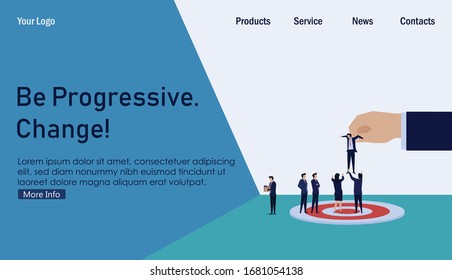 Right man on the right place. New manager for business team on the target. Business Landing Page Template.