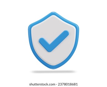 Right mark with protect shield 3d verified icon