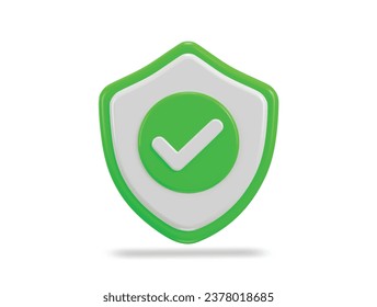 Right mark with protect shield 3d verified icon