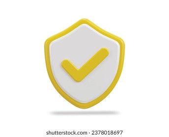 Right mark with protect shield 3d verified icon
