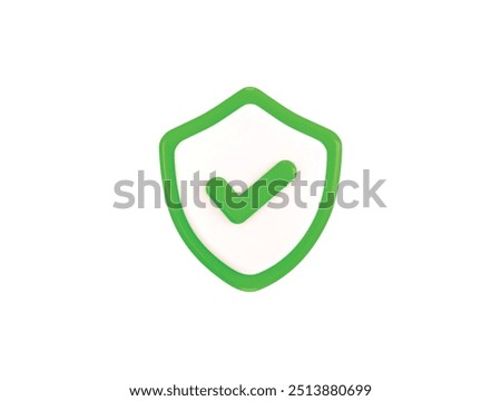 Right mark with protect shield icon 3d rendering verified icon