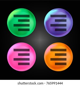 Right menu bars crystal ball design icon in green - blue - pink and orange.