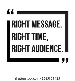 Right message, right time, right audience, marketing strategy, inspirational design quote, motivational quotes, typography illustration lettering quotes