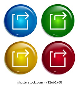 Right multi color gradient glossy badge icon set. Realistic shiny badge icon or logo mockup