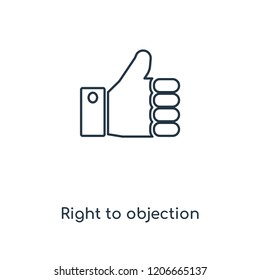 Right to objection concept line icon. Linear Right to objection concept outline symbol design. This simple element illustration can be used for web and mobile UI/UX.