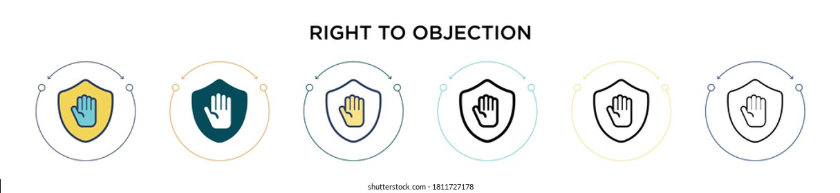 Right to objection icon in filled, thin line, outline and stroke style. Vector illustration of two colored and black right to objection vector icons designs can be used for mobile, ui, web