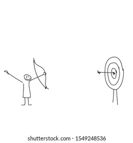 right on target, happy archer after successful shot 