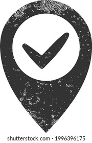 Icono de posición derecha con efecto de sonido. Imagen aislada del icono del lugar derecho vectorial con textura de goma gruesa sobre un fondo blanco.
