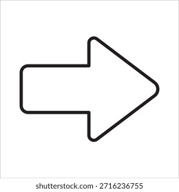 Icono de flecha puntiaguda derecha. Símbolo de icono de flecha derecha. Diseño de línea delgada de icono de Vector. Símbolo del siguiente y listo.