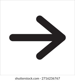 Icono de flecha puntiaguda derecha. Símbolo de icono de flecha derecha. Diseño de línea en negrita de icono de Vector. Símbolo del siguiente y listo.