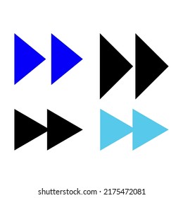 Right pointing double triangle icon collection isolated on white background 