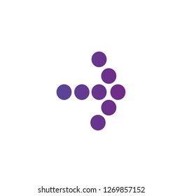 Right purple gradient dotted arrow icon. Continue icon. Next sign. East arrow. Vector illustration isolated on white background.