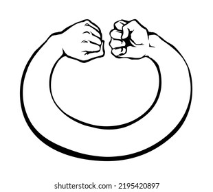 Right rage civil war strong strike box bump duel meet unit pair human body union resist white text space. Line draw rebel vs boxing sport unity win action 2 man circle logo banner icon idea art vector