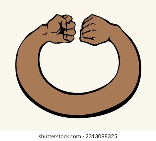 Right rage civil war strong strike box bump duel meet unit pair human body union resist white text space. Line draw rebel vs boxing sport unity win action 2 man circle logo banner icon idea art vector