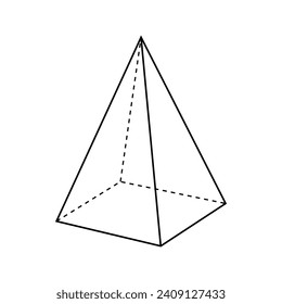 Right rectangular pyramid. Apex, lateral face and base. Mathematics resources for teachers and students.