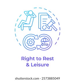 Right to rest and leisure blue gradient concept icon. Work life balance. Health care. Round shape line illustration. Abstract idea. Graphic design. Easy to use in infographic, presentation