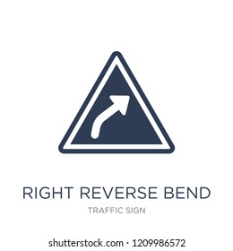 Right reverse bend sign icon. Trendy flat vector Right reverse bend sign icon on white background from traffic sign collection, vector illustration can be use for web and mobile, eps10