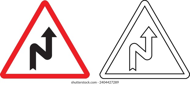 Right reverse bend sign vectors design