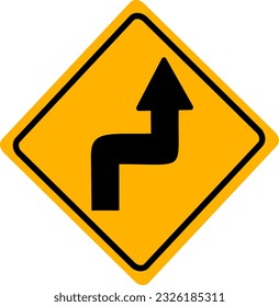 Right reverse road sign symbol. Replaceable vector design