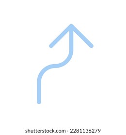 Right reverse turn flat color ui icon. Follow direction arrow. Road sign. Driving car. Finding route. Simple filled element for mobile app. Colorful solid pictogram. Vector isolated RGB illustration