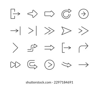 right set vector line icons. Thin line design elements. Collection of editable stroke icons