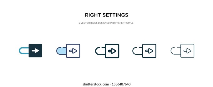 right settings icon in different style vector illustration. two colored and black right settings vector icons designed in filled, outline, line and stroke style can be used for web, mobile, ui