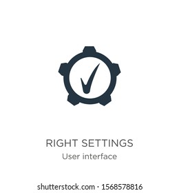 Right settings icon vector. Trendy flat right settings icon from user interface collection isolated on white background. Vector illustration can be used for web and mobile graphic design, logo, eps10