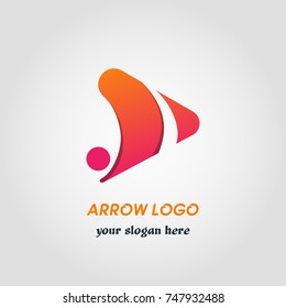 Right Side Abstract Arrow Logo Template With Gradient Color
