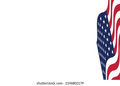 right side bar rolled american flag illustration presentation card slide
