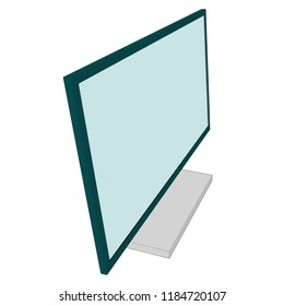 Right side far front camera view design LCD monitor smart TV television digital display presentation computer technology blank empty template perspective
