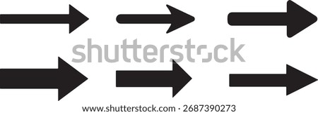 right side pointing black arrow. right side pointing arrowhead. themes include direction, forward, navigation, pointing symbols. vector illustration isolated on transparent background.