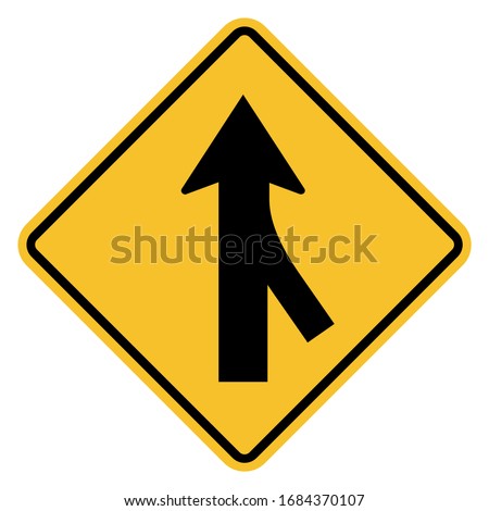 Right side road merging with main road. Traffic warning sign. Perfect for backgrounds, backdrop, banner, sticker, label, sign, symbol and wallpaper.