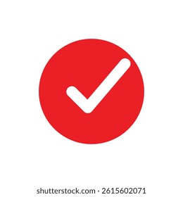 Right sign red color Print icon. Symbol correction mark, list ok check button complete. 