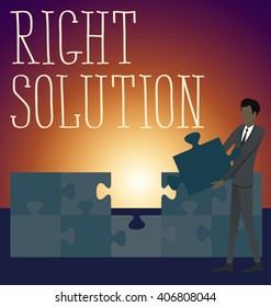 Right solution concept flat infographic vector. Business concept